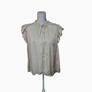 Current Air Los Angeles Top Size Large Cream Eyelet Coquette Feminine Fairy Boho